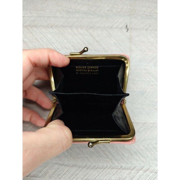 Vintage Princess Dore Pink Cowhide Coin Purse Wallet Kiss Lock Western Germany - Picture 3 of 10